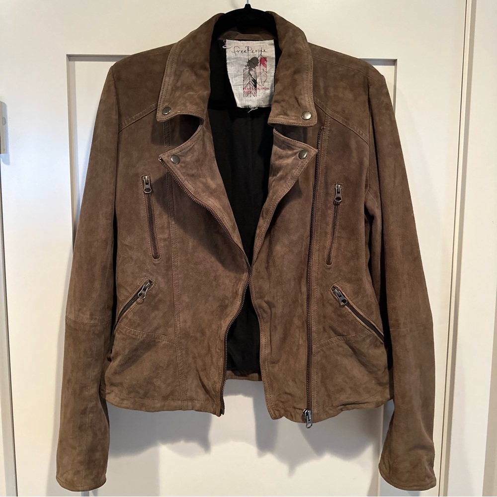 Free People Suede Motorcycle Jacket, Size 6